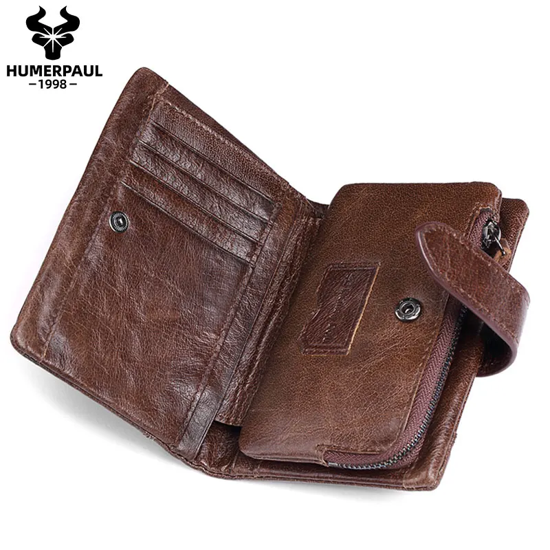 TS Dropshipping Leather Wallet Genuine Mens Leather Wallet  With Portfolio Small Purse  Custom Leather Wallet