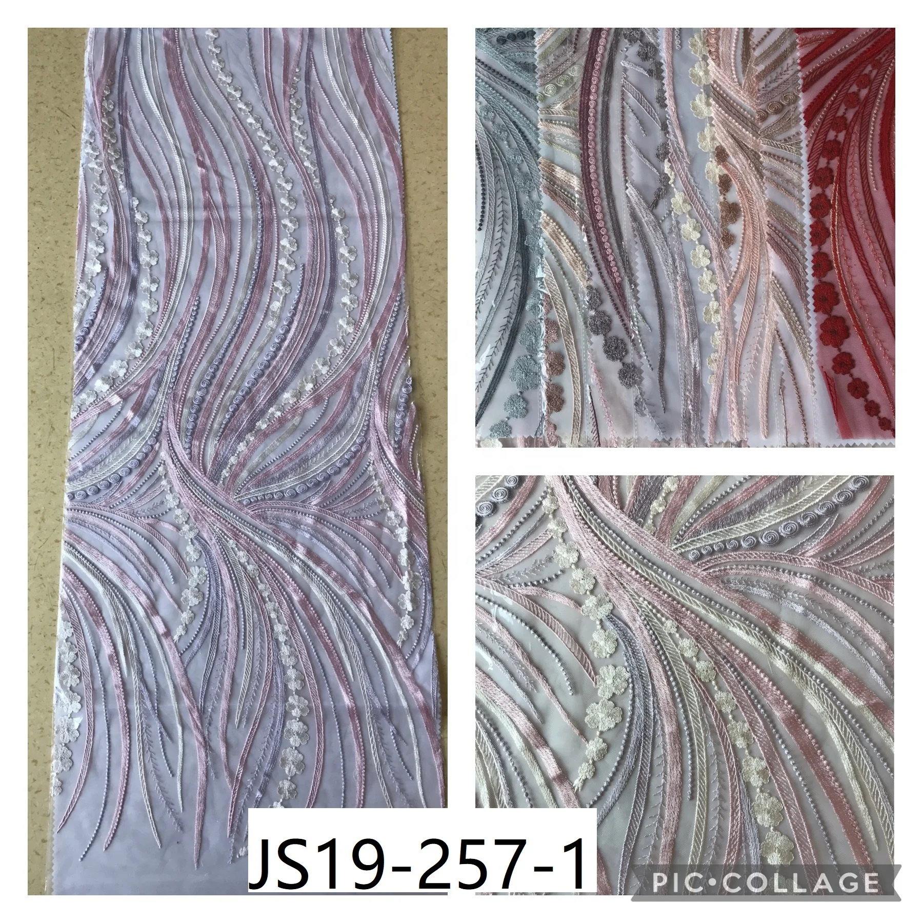 Оптовая продажа Китай полиэфирная многоцветная сетчатая кружевная ткань с вышивкой для вышитого платья