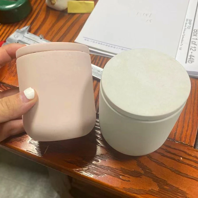  New Design Round Bottom16oz 480ml Light Grey Large Empty Cement Concrete Candle Container Jar with