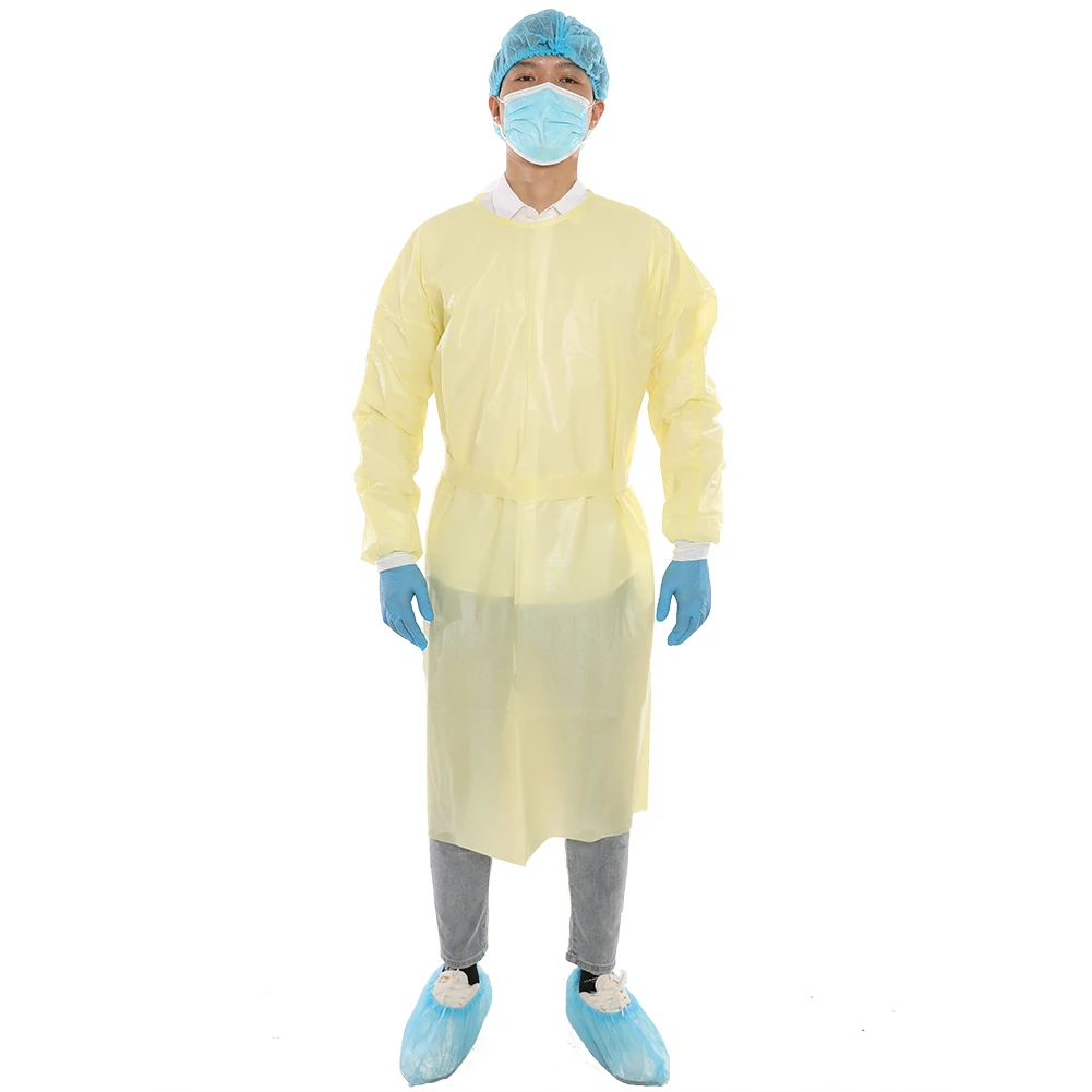 3A Medical ASTM Level 3 Sterile Isolation Gown Yellow PP 25gsm Non-woven Fabric Yellow Waterproof Disposable Surgical Gowns