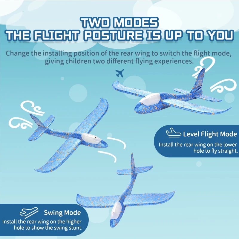 Outdoor Foam Glider Airplane Toys Kids Mini Hand Throwing Glider Plane Flying Sports Games Foam Airplane Toys With Led Light