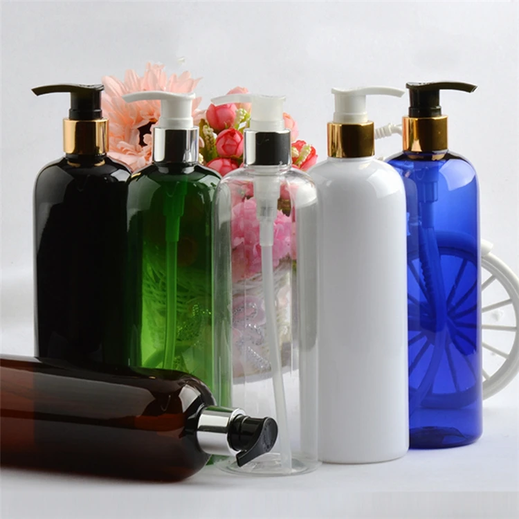 IBELONG Wholesale Clear Green Amber Blue 500ml pet plastic body wash bottle with treatment pump