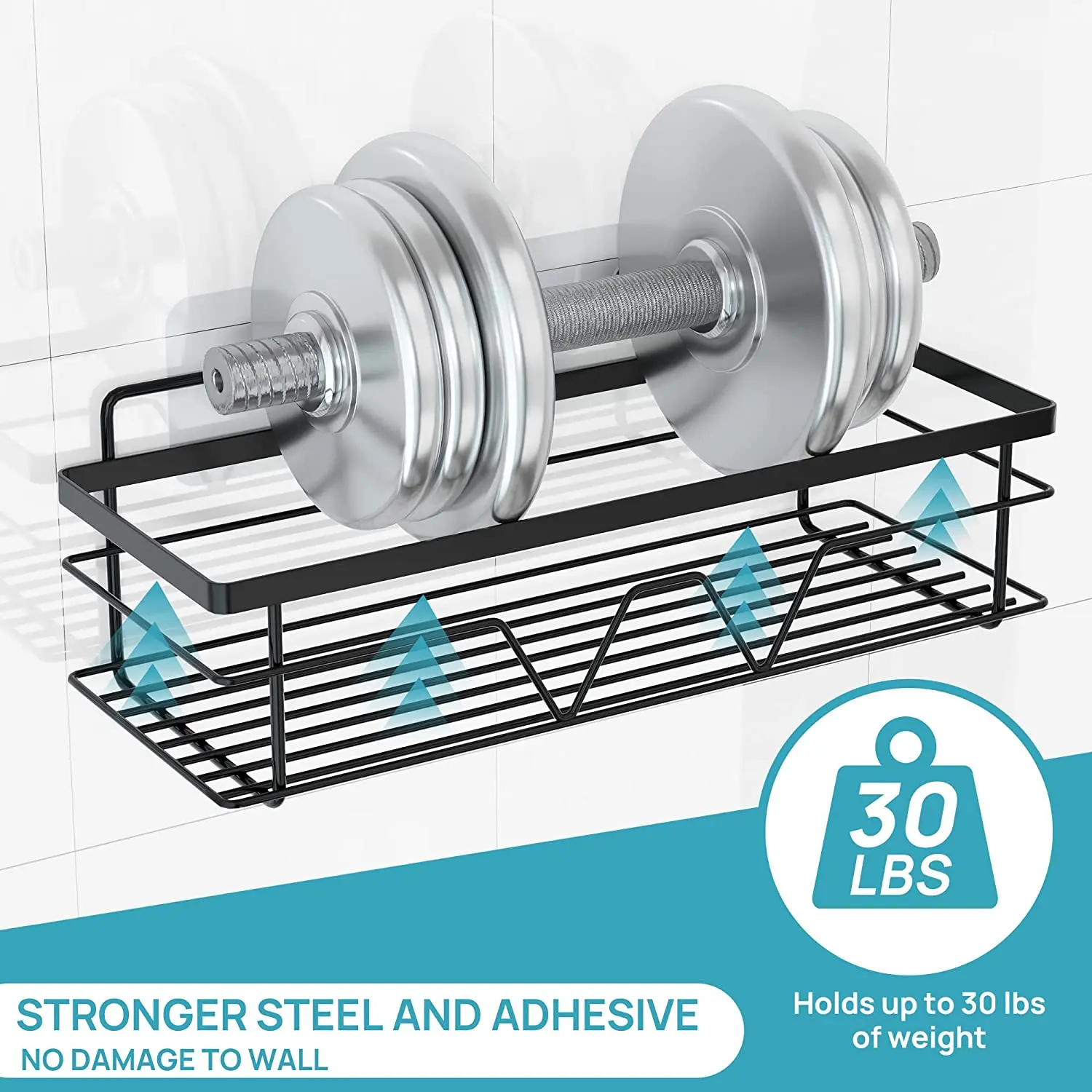 5 Pack Shower Caddy Shelves Organizer with 4 Hooks, Self Adhesive Shower Rack Storage Shelf for Inside Shower