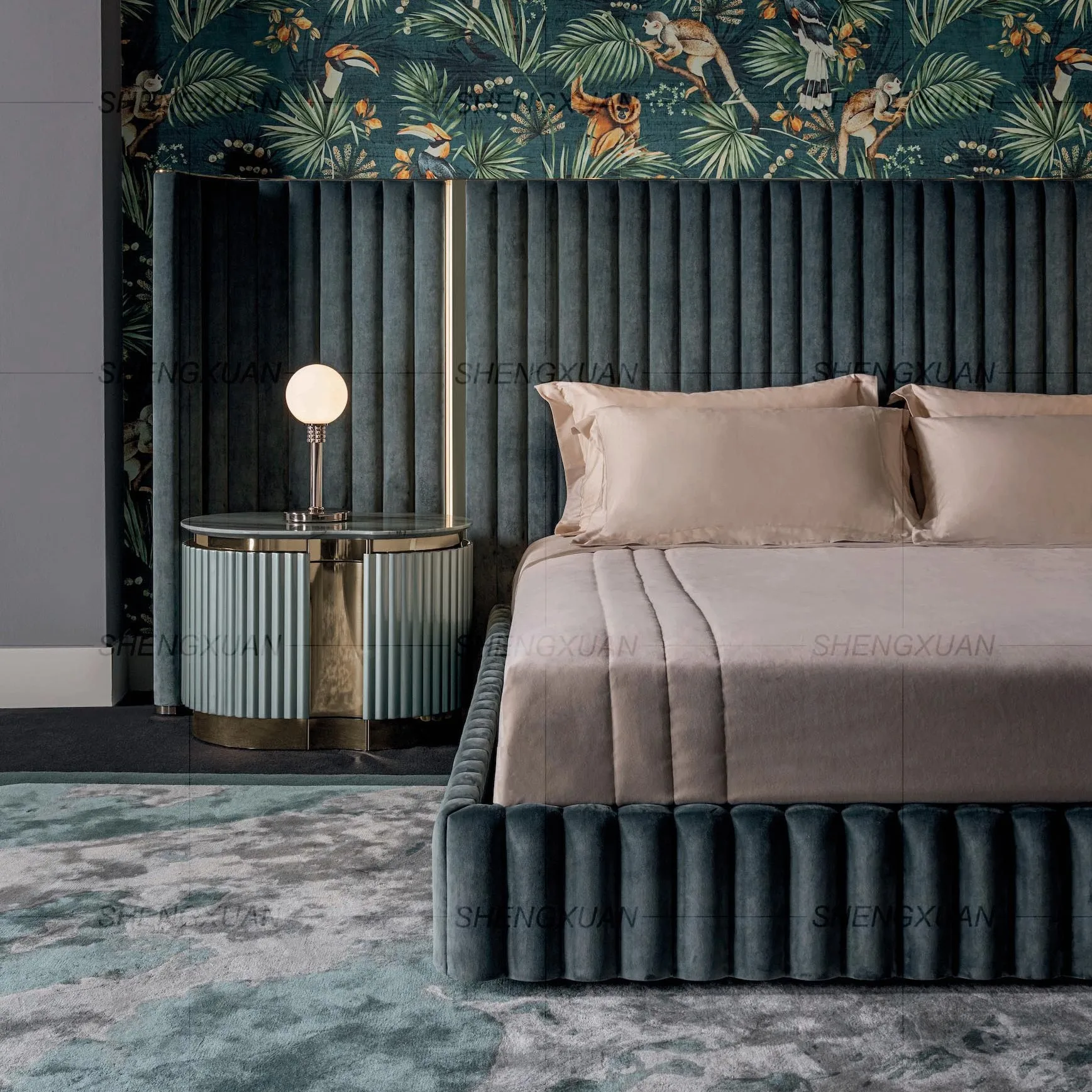 Fabric Velvet Bed Head Board For Bed With Matress Super King Size Bed Frame