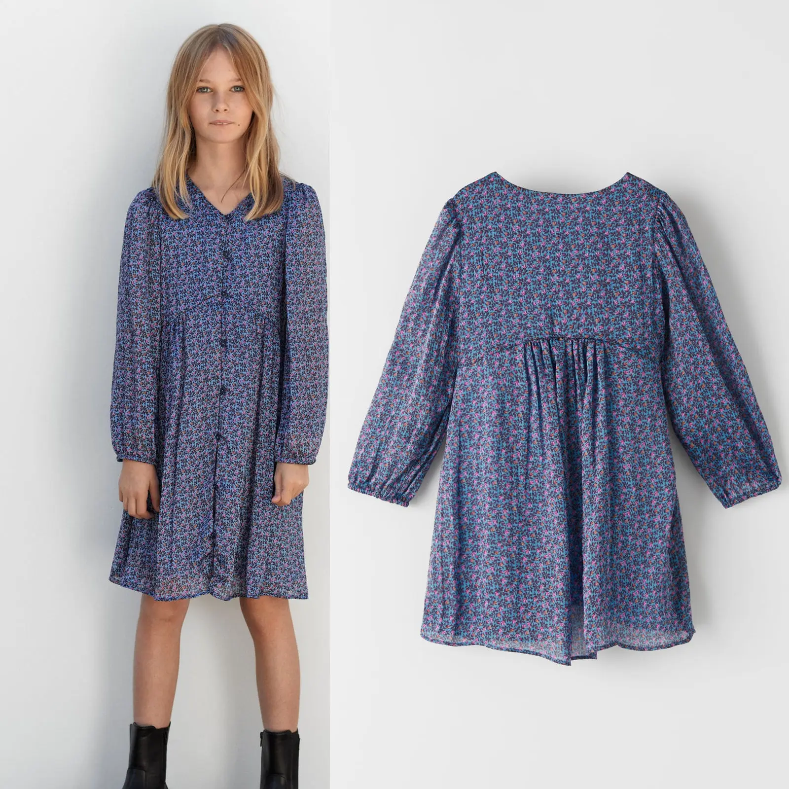 Girls Clothes Summer Fashion Designer Floral Flower Kids Clothing Floral Print Dress Girl Princess