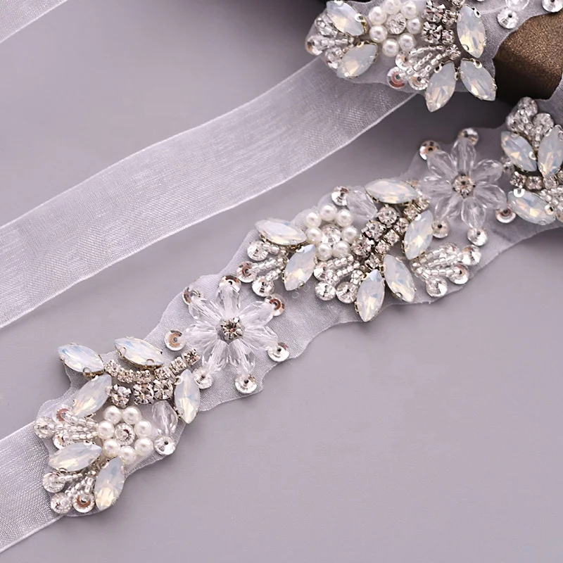 Delicate Crystal Rhinestone Applique Belt Bridal Wedding Sash And Belts For Evening Party Dress Accessories