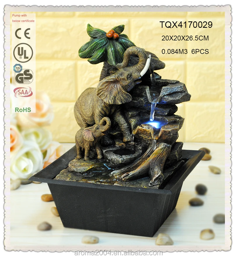 polyresin animal rolling ball indoor elephant fountain