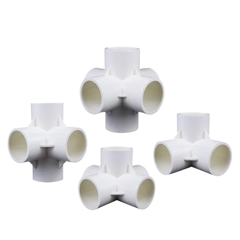 Plastic Pipe Fitting PVC DN110*110  Plastic 5 Ways Water Supply Fitting Straight Equal Cross Tube Round Connector