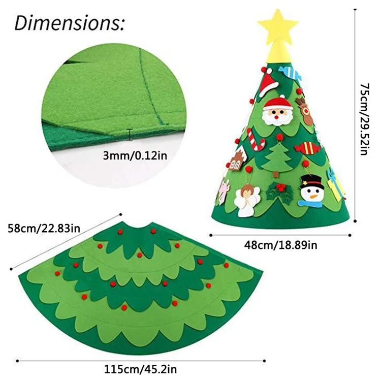 Hot Sale Xmas Ornaments Gifts DIY Programable Light Flat Felt Christmas LED Sparkling Tree in Christmas Decorations Supplies