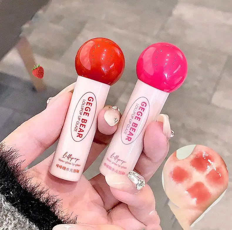 Hot selling high pigment lip glaze Gege Bear Lollipop Lip Gloss Set