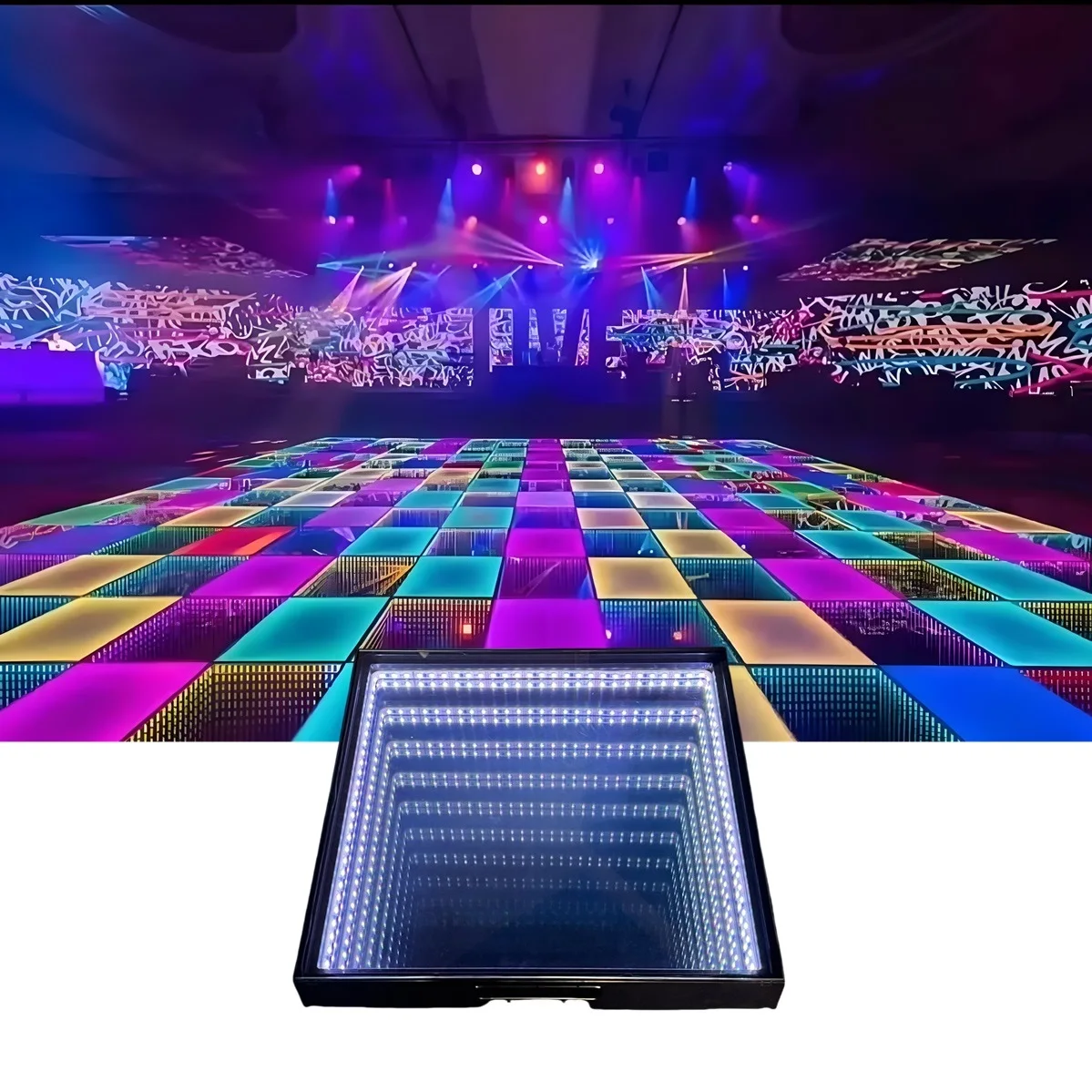 SP 3D Wireless Infinity Mirror Dance Floor interactive dance Magnetic Led Dance Floor For DJ Disco Wedding Party