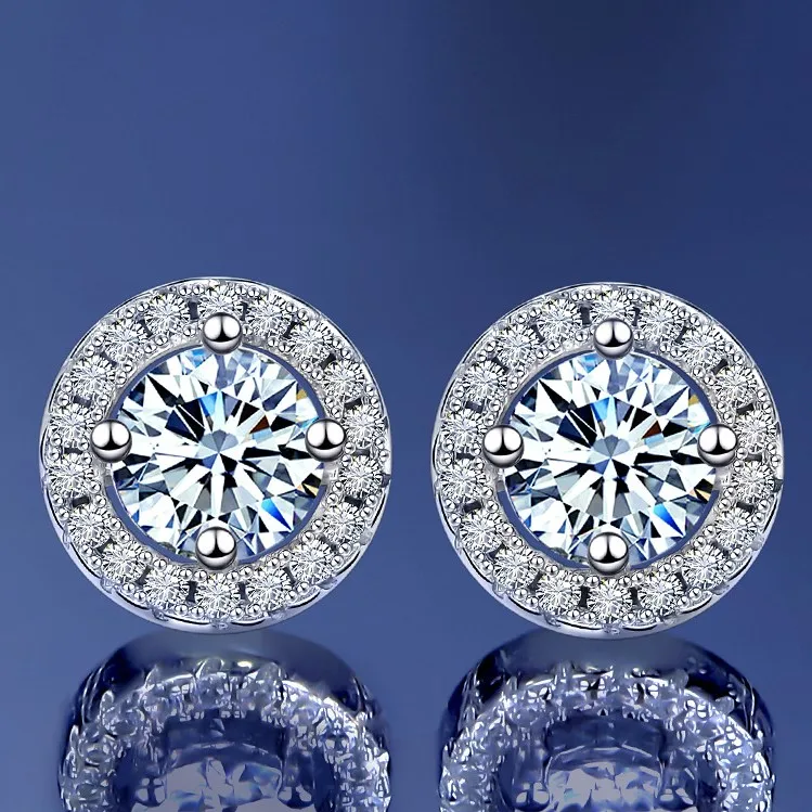 Stud earrings 925 sterling silver GRA certified moissanite pendant solitaire necklace VVS moissanite diamond ring set jewelry