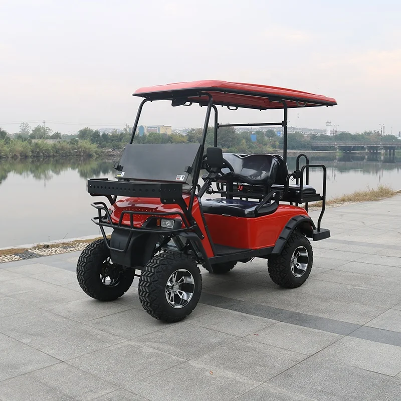 Professional off road 4 seater red electric golf cart with CE certification