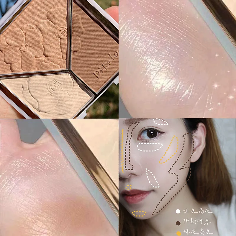 Nude Pearl Matte Finish Fine Flash Powder Eyeshadow Wholesale Best-Selling TIKTOK 3 Color Eye Shadow Palette highlight