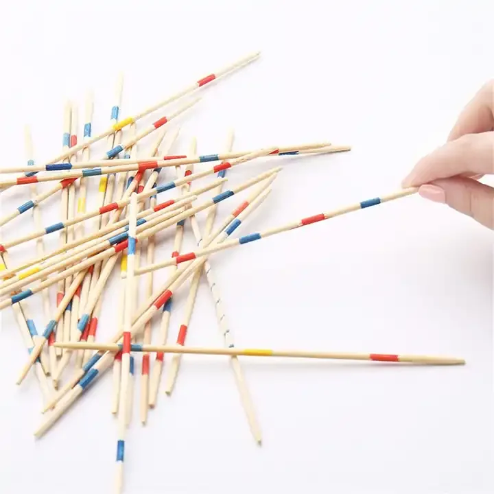 Hot sale Classic bamboo mikado Pick-Up Sticks Game in Wooden Box for kids playing brain games other educational toys for kids