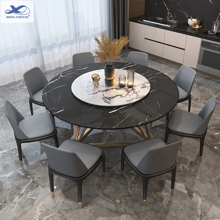 Итальянская Роскошная натуральная мраморная столешница и металлические ножки домашняя мебель современный круглый обеденный стол 6 мест для столовой