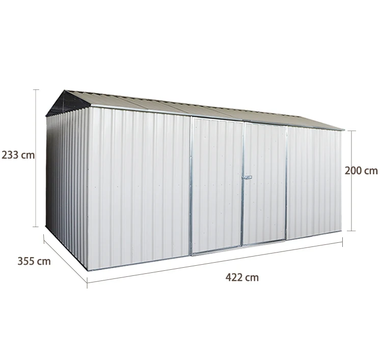 SUE 14 x11Widely used and popular style flat roof metal outdoor garden garages motorcycle shed for