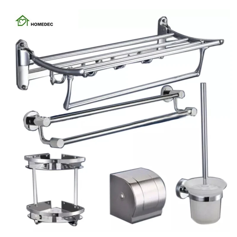China Cheap Complete Bathroom Accessories Stainless Steel towel bar Hardware Sets