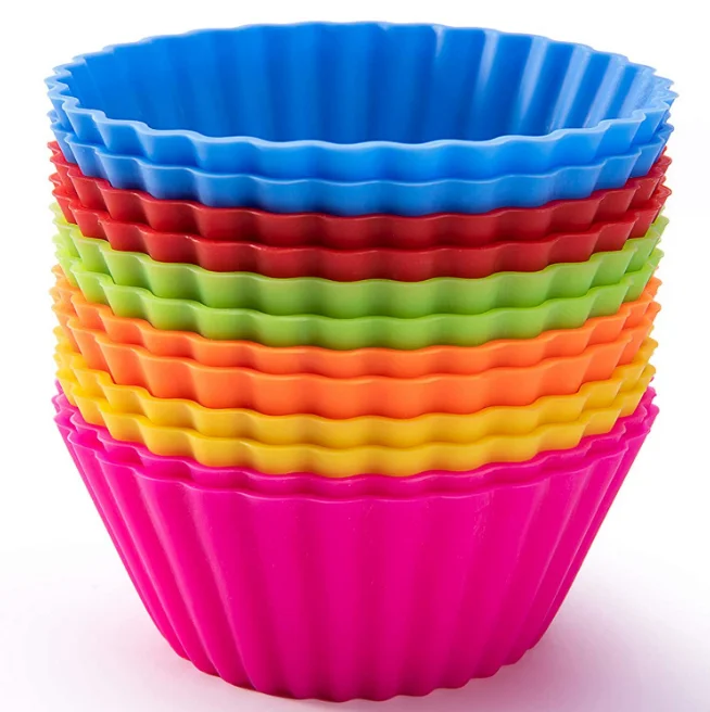 12 pcs Soft Silicone Round Cake Muffin Chocolate Cupcake Liner Baking Cup Mold