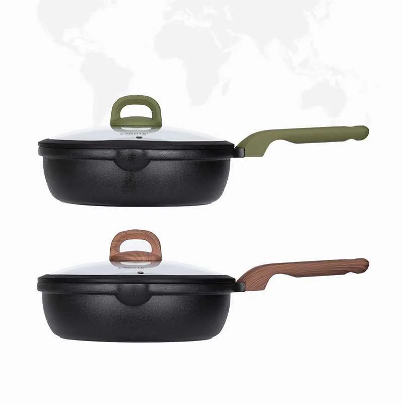 Carote Die Casting Aluminium Cookware Cooking Pot Aluminium Deep Frypan Universal In Gas Stove Induction Cooker