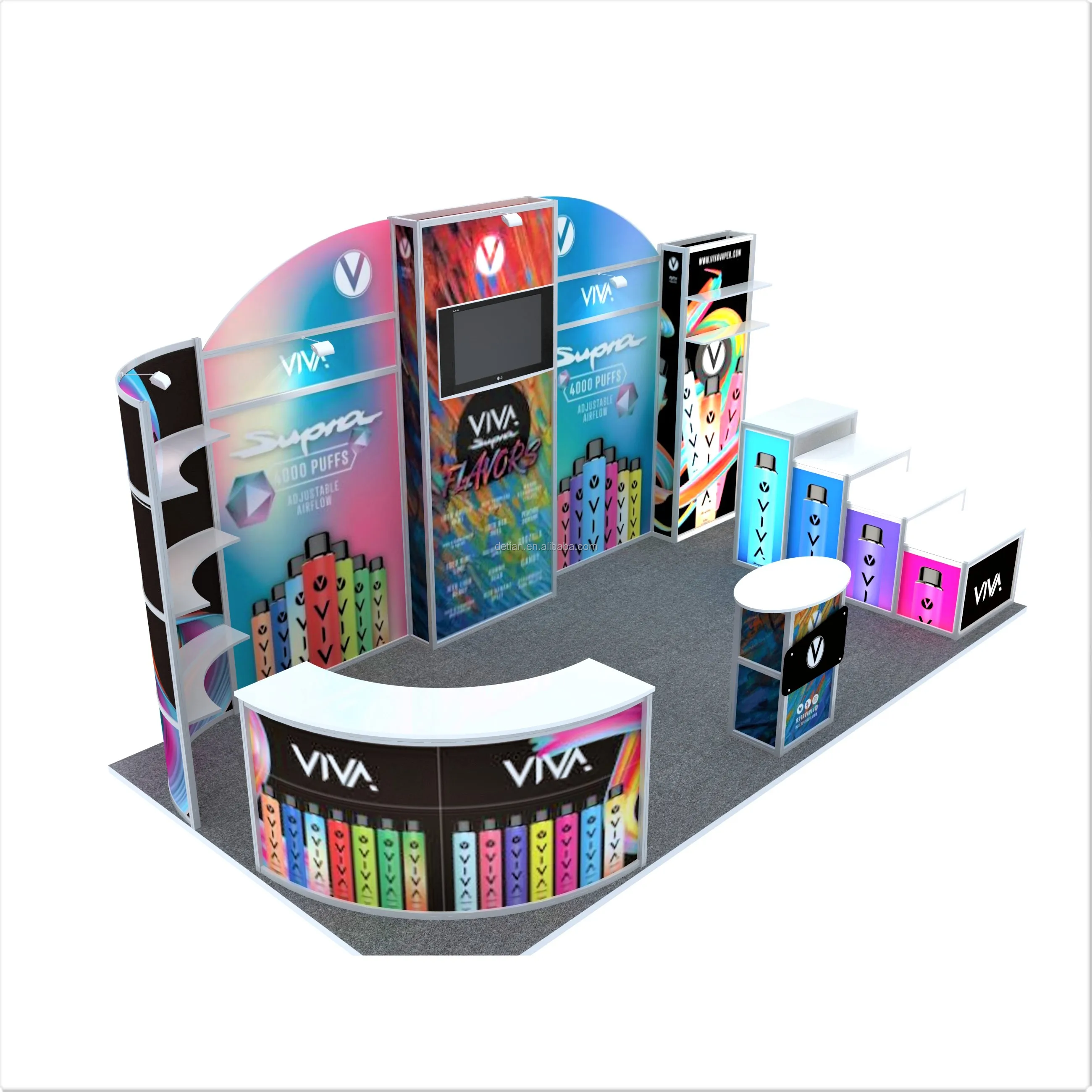 Detian Offer exhibition stand stall and booth design exhibition stand cosmetics