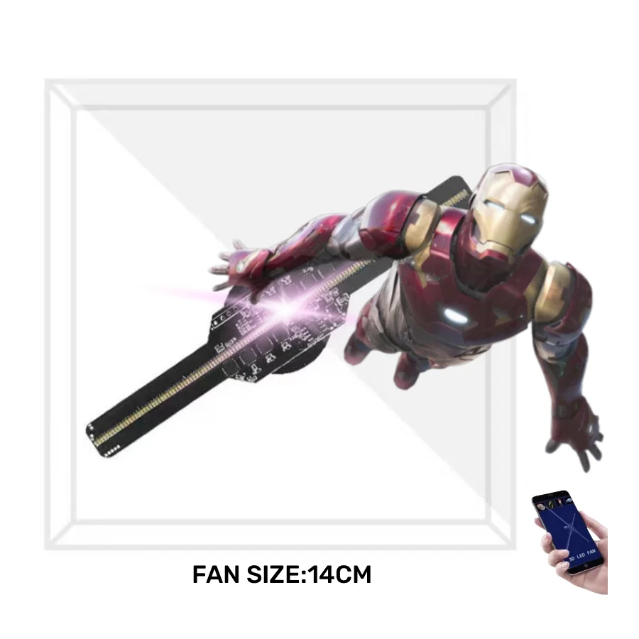 Mini Square 3d hologram fan projector with cover mobile App control portable led fan 3d hologram display in case