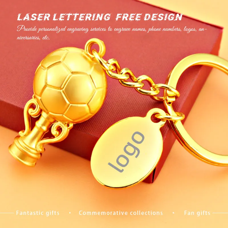 Ready to ship metal keychain for engraving key ring football metal keychain gold color