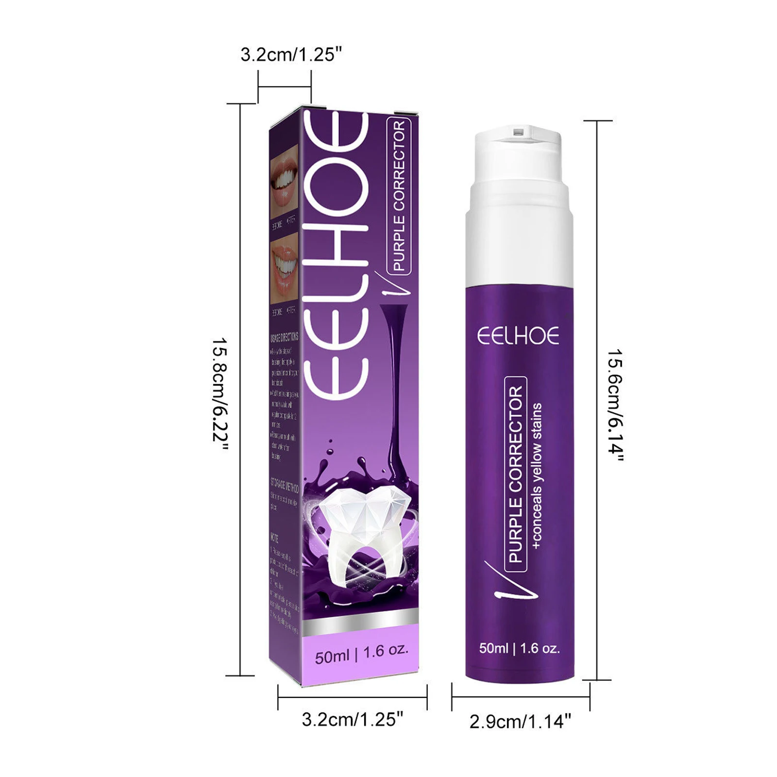EELHOE Hot Sale Custom Purple Teeth V34 Color Corrector Toothpaste Purple Toothpaste For Teeth Whitening