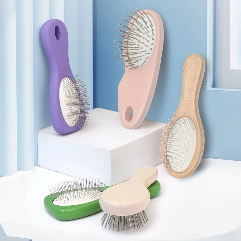 2024 new products pet Small Wooden Cat Hair Removal Brush Dog Pet Facial Grooming Brush