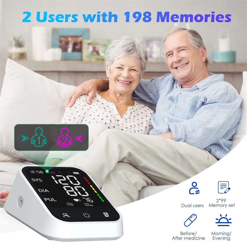 Portable Upper Arm Blood Pressure Machine Sphygmomanometer BP Monitor Eletronic Digital High Bluetooth Blood Pressure Monitor