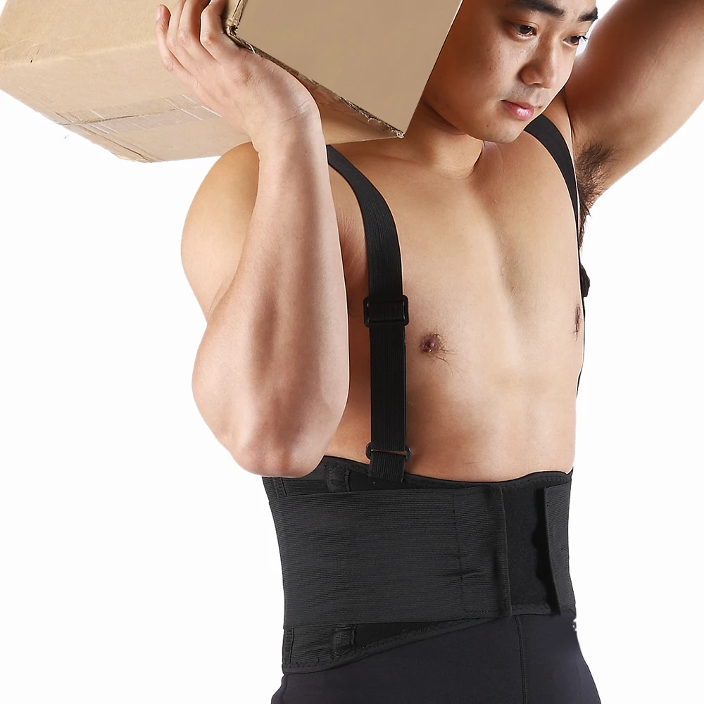 industrial lumbar support double pull lower work back brace with suspender straps for heavy lifting safety