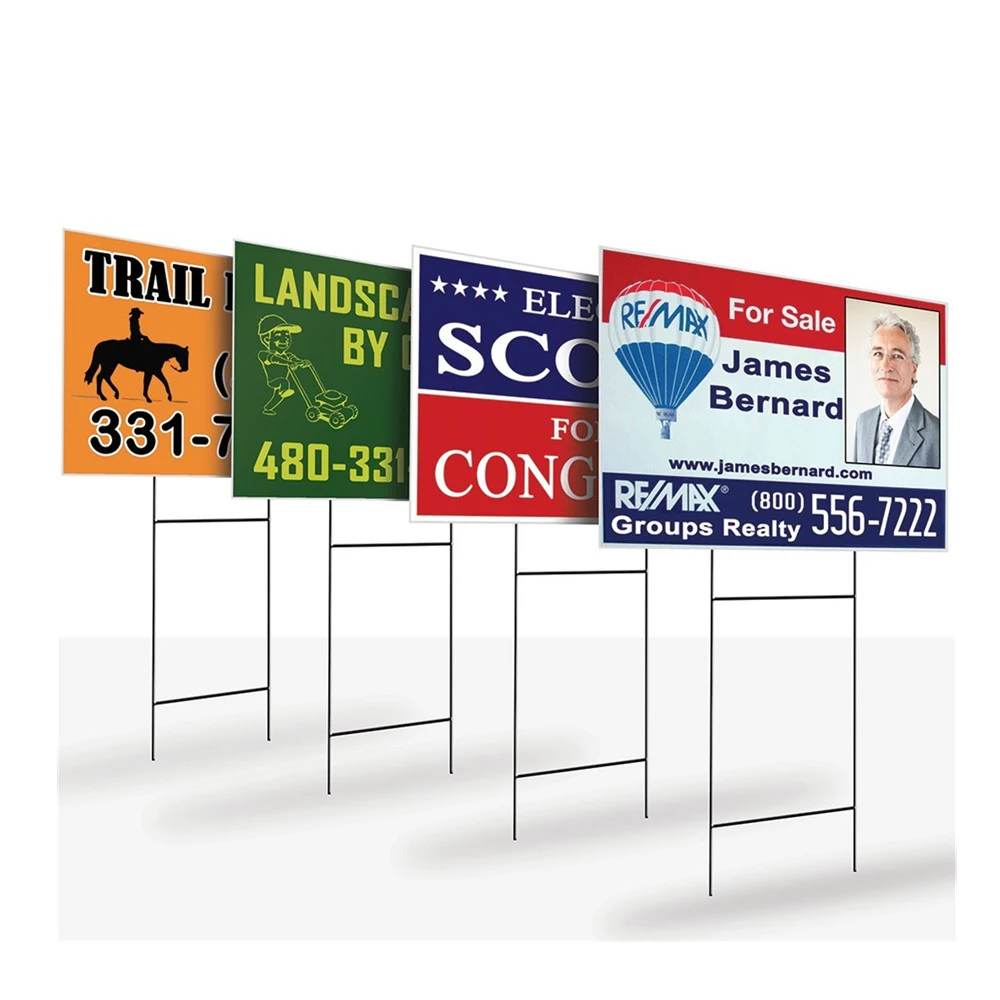cheap plastic White Signs Blank 18 X 24 x4 mm election campaign political corrugated plastic yard signs lawn signs with H-stakes