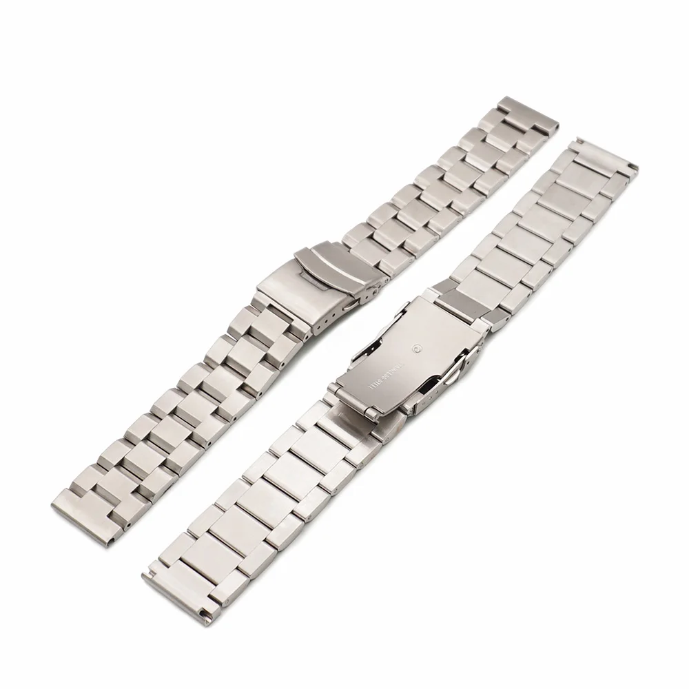 JUELONG 20 22 mm Three-bead Stainless Steel Watch Strap Metal Watch Band With Double Snap Buckles Black Rose Gold Blue