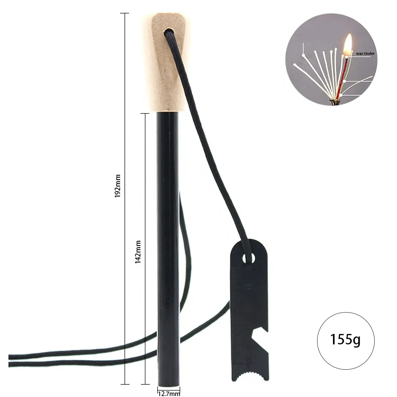 Multifunction Camp Feuerstab Striker Ferrocerium Rod Hiking Feuerstarter Wooden Handle Firestarter