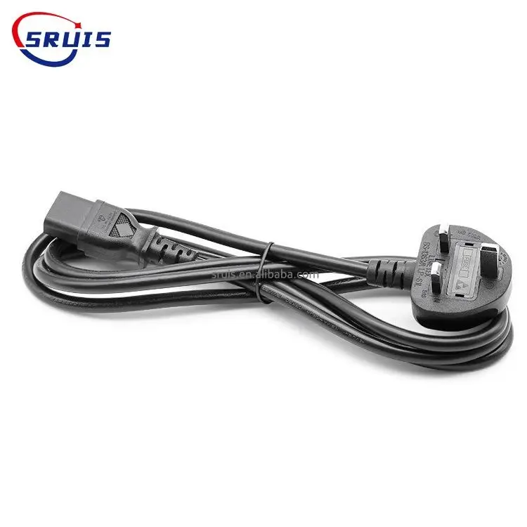 Britain Standard Fused Plug Replacement Connector Cable Y Splitter Ac Extension Lead Uk 3P Double Iec C5 Power Cord