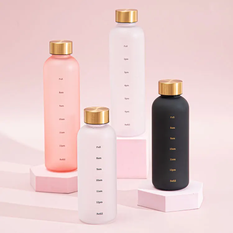 Factory wholesale low price 1000ml 32 oz motivational frosted  water bottles high quality plastic water bottle