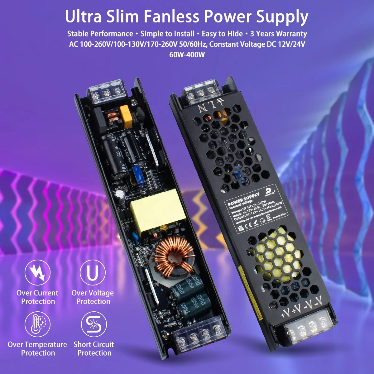 Изготовленный На Заказ постоянное напряжение 60-400W 5-33.3A AC100-260V DC 12V 24V импульсивный источник питания 5a 6a 15a светодиодный трансформатор 5 ампер 300 Вт импульсный светодиодного