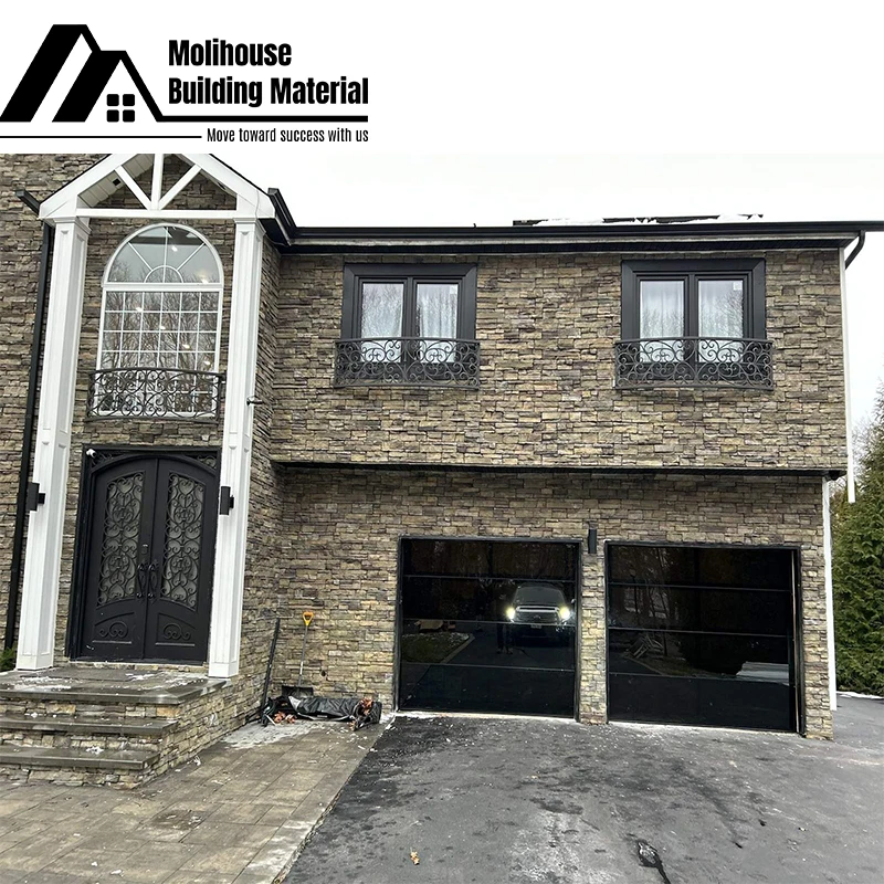 Automatic Vertical Sliding Open Style Garage Door Design Mirror Black Glass Frameless Flush Glass Garage Door