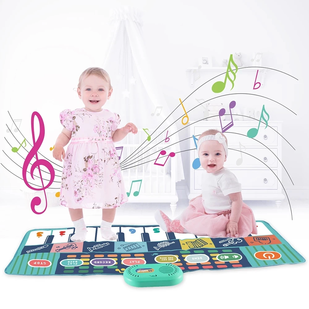 Multifunction Mat with 8 Instruments Musical Toys Child Floor Piano Keyboard Mat-Baby Blanket Touch Play mat,Early Learning Toys
