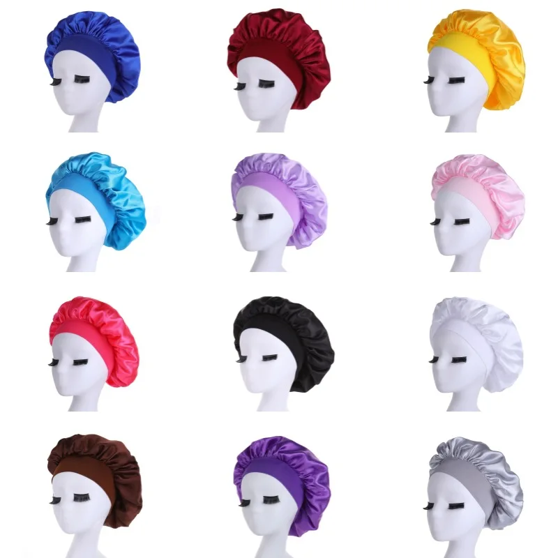 Wholesale Fashion Beauty Hair Bonnet Hats Custom Logo Satin Silk Night Sleep Hair Bonnet Hats For Women