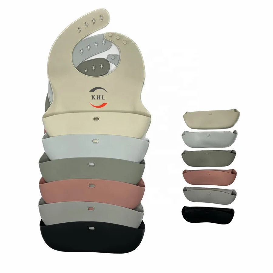 adjustable food printed feeding detachable pink blue fashion silicone printed linen baby bibs