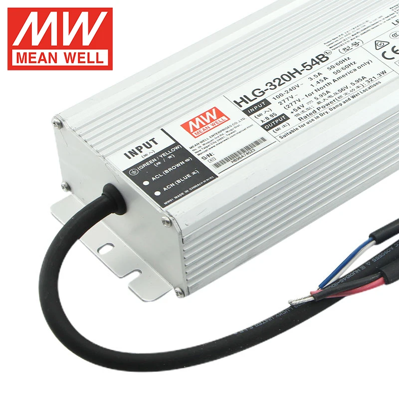 MEANWELL HLG-320H-54B LED Driver IP67 3 IN 1 Dimmable CC And CV Mode 5.95A Power Supply