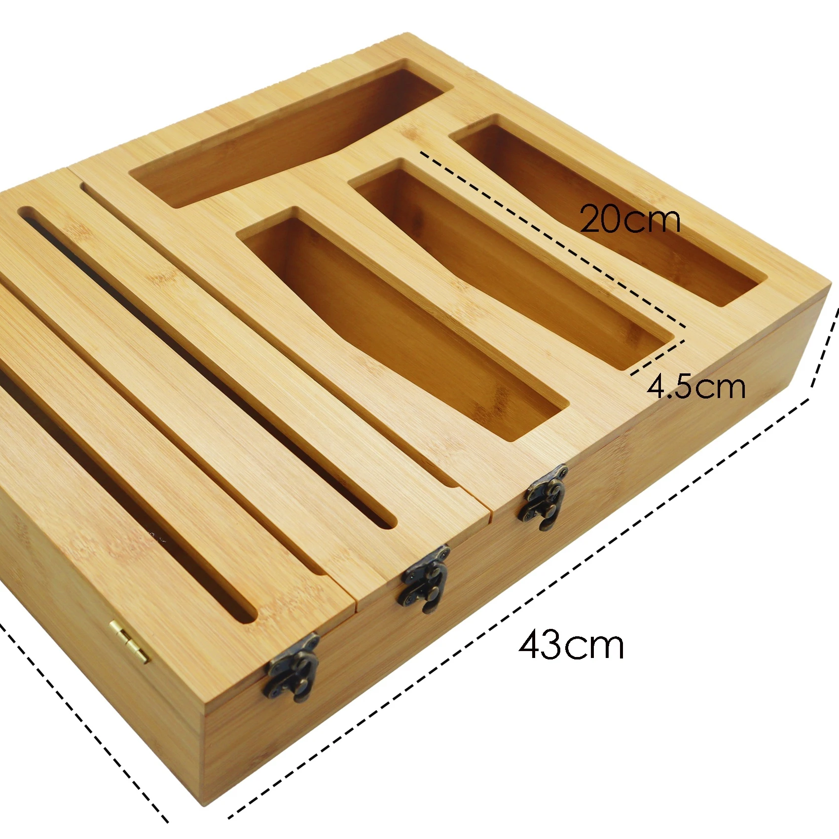 Kitchen Ziplock Bag Storage  Foil Wrap Dispenser Paper Bamboo Foil Organizer for Drawer