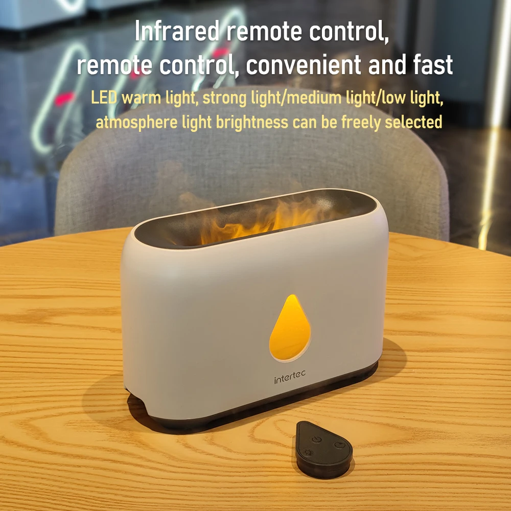 intertec OEM/ODM Desktop Ultrasonic Water Atomizing Essential Oil aroma humidifier Diffuser with 3D Flame