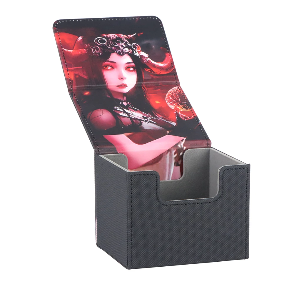 Magnetic Leather Magic Playing Card Deck Box Case Leather  Custom Deck Storage Box For Trading Cards Tcg Card Box