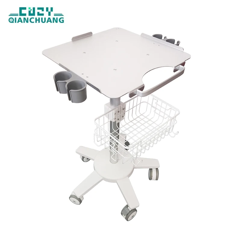 Modern Style Aluminum Tray 360 Rotating Noiseless Caster Small Monitoring Ecg Breath Medical Trolley