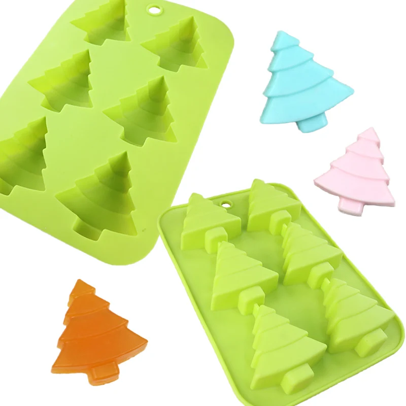 Christmas Tree Shape Silicone Molds Xmas Gift Non-Stick Handmade Chocolate Jelly Cake Baking Mold For Party