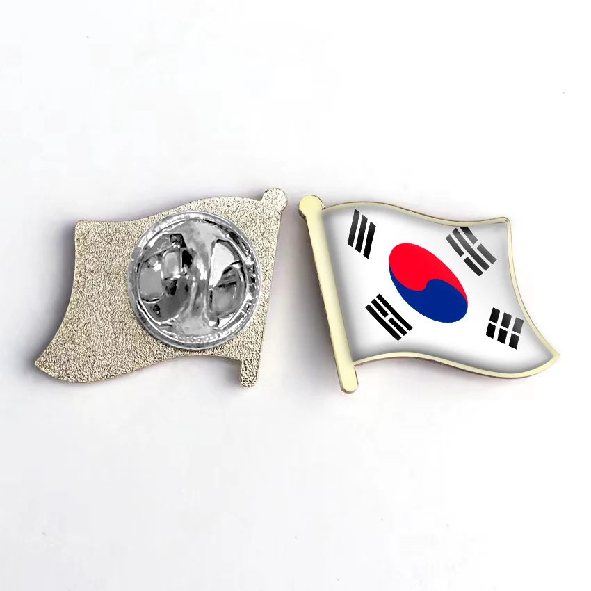 Wholesale Custom Metal Flags Lapel Pins Badge Brooch Korea Country Flag Pin