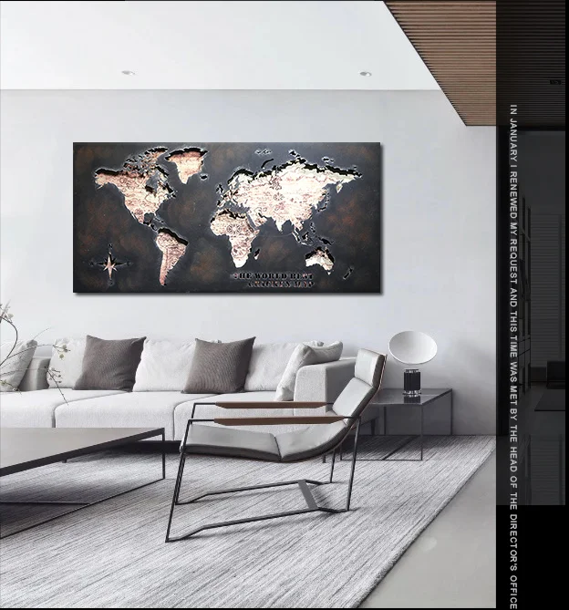 Retro Style  World Map Iron Art Wall Decoration Wall Hanging