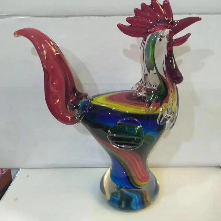 high quality decorative art glass rooster sculpture
